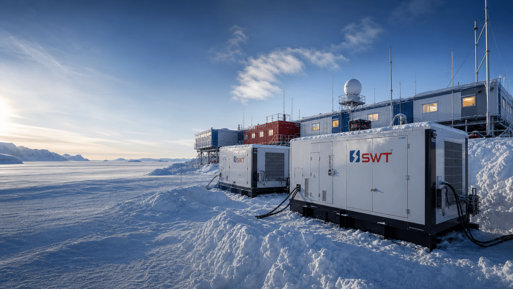 SWT generator sets powering an Antarctic research station